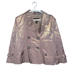Alfani Shimmering Double-Breasted Pea Coat - Metallic Gold